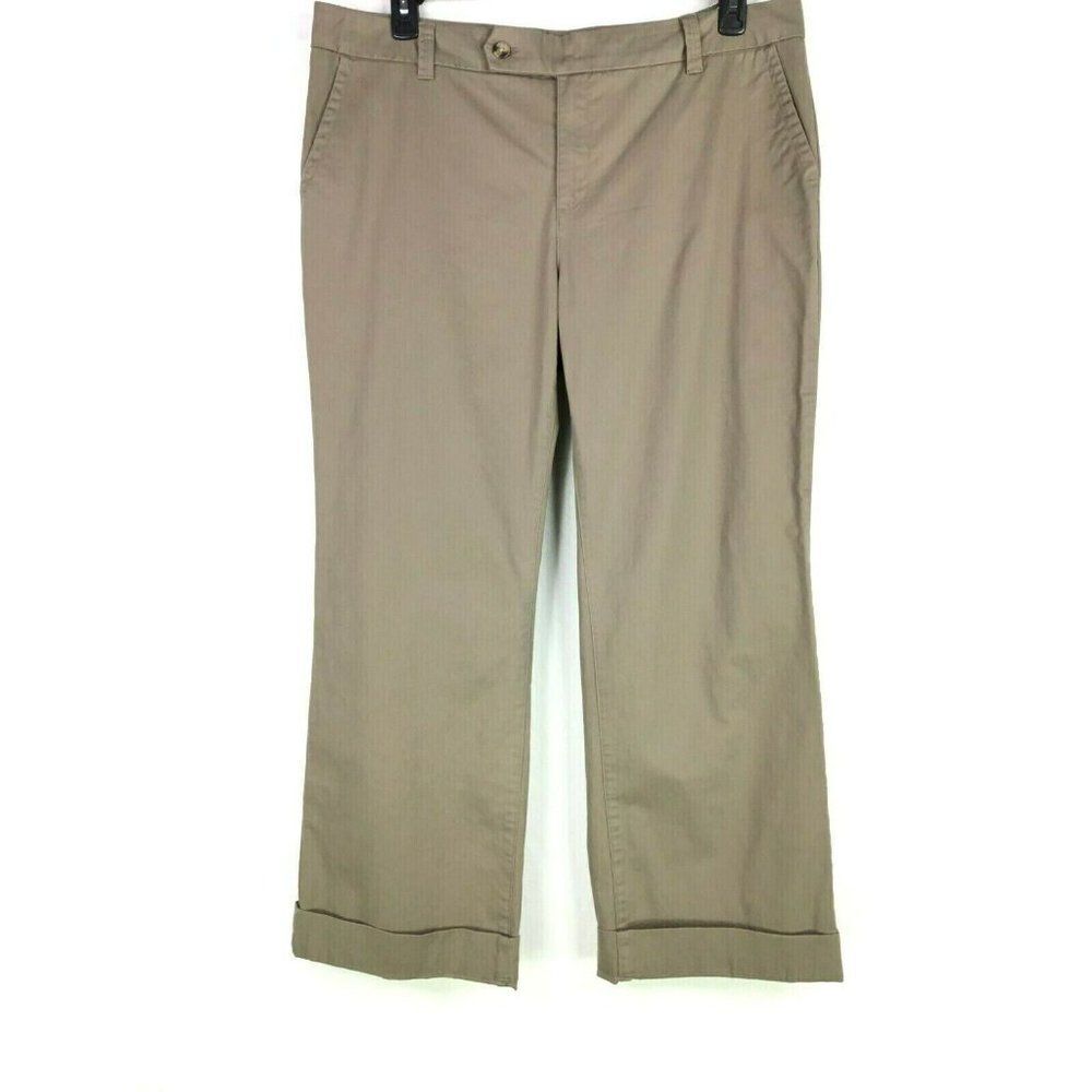 Eddie Bauer Women's Chino Pant Straight in Driftwood Khaki Size 16 SHORT NEW